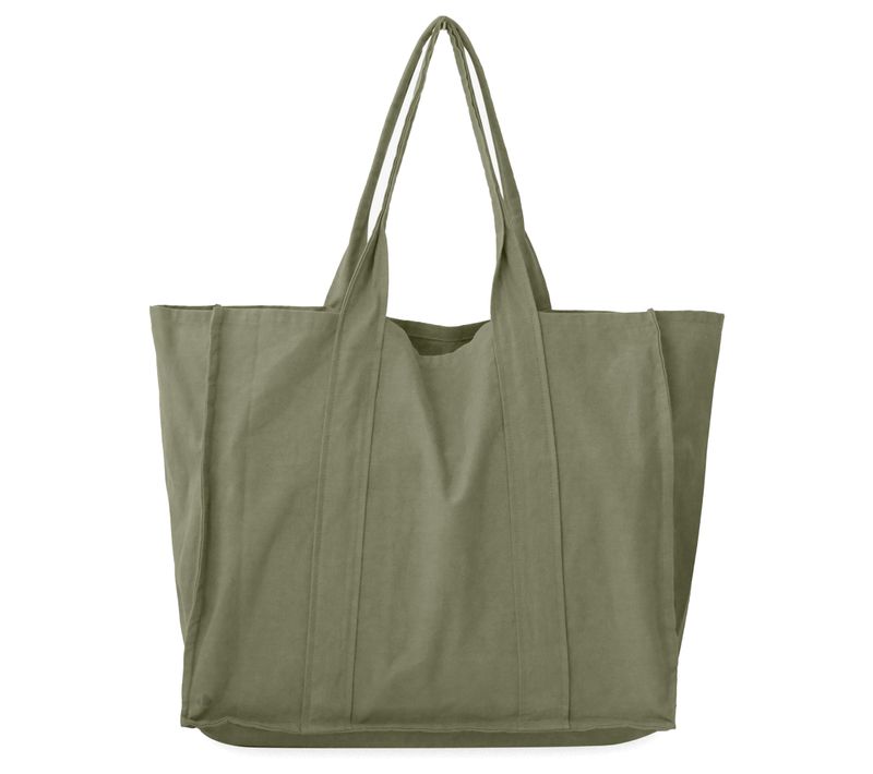 Sac De Plage En Lin Et Coton Lavé 42x34 Cm Atakama Vert Mousse
