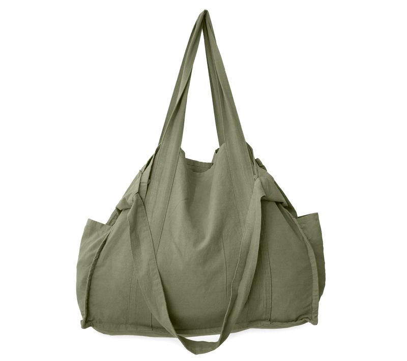 Maxi Sac De Plage En Lin Et Coton Lavé 50x40 Cm Atakama Vert Mousse