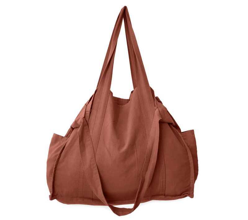 Maxi Sac De Plage Lin Et Coton 50x40 Cm Atakama Marron Terre Cuite
