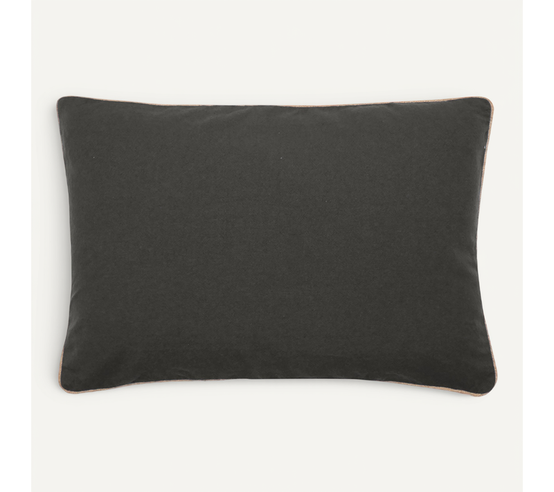 Housse De Coussin Coton Fil Teint 40x60 Cm Hono Déco Noir Caviar