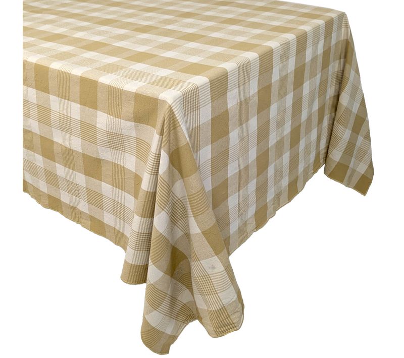 Nappe Rectangle 160x300 Cm Ness En Coton Fil Teint à Carreaux Jaune Houblon