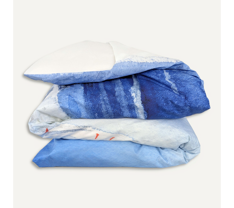 Housse De Couette 200x200 Cm Percale De Coton Regate Bleu