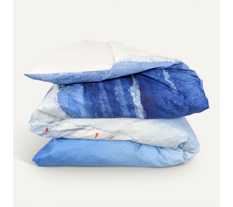 Housse De Couette 260x240 Cm Percale De Coton Regate Bleu