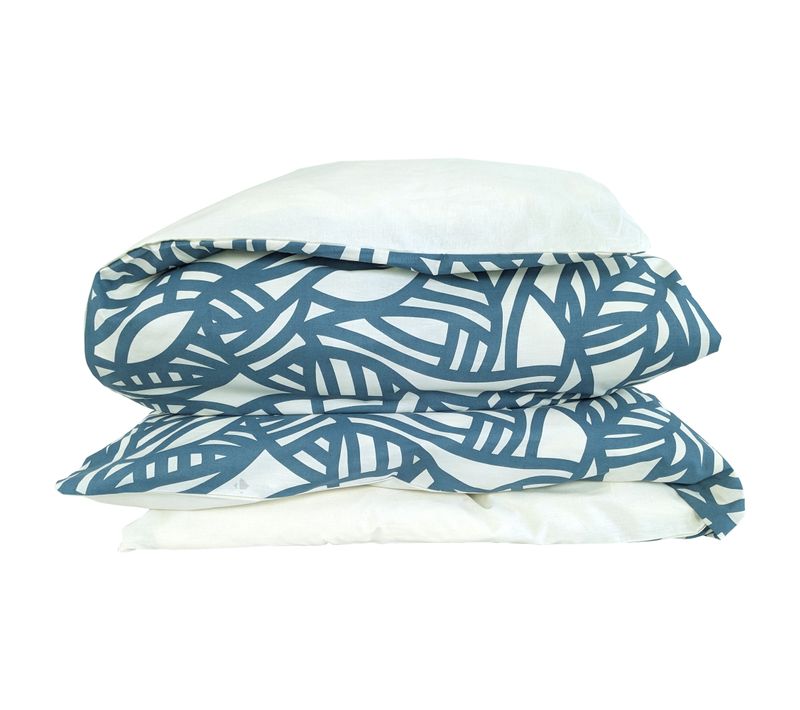 Housse De Couette 200x200 Cm Coton Lavé Serena Bleu Beige