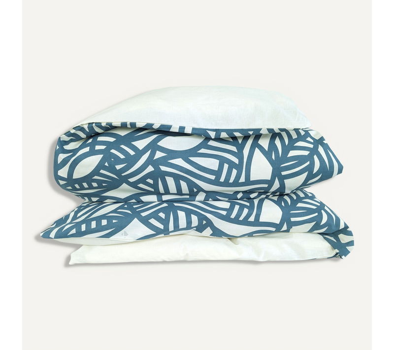 Housse De Couette 300x240 Cm Coton Lavé Serena Bleu Beige