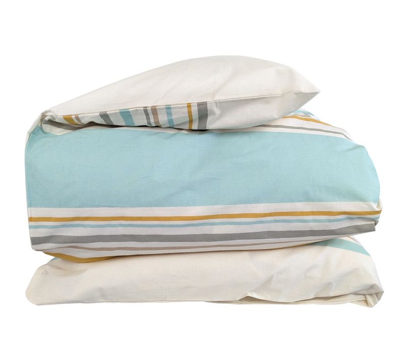 Housse De Couette 200x200 Cm Coton Hugo Beige/moutarde