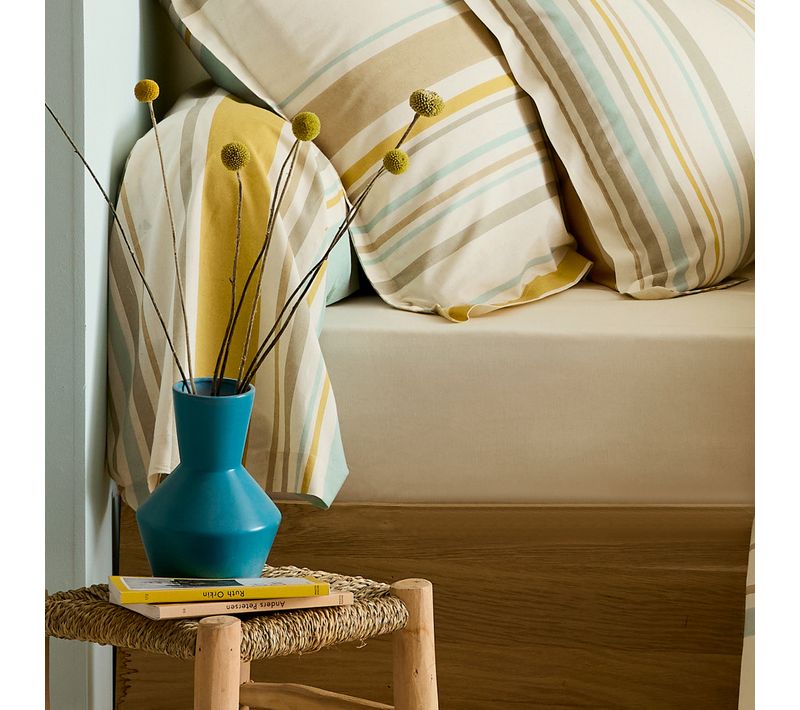 Taie De Traversin 200x43 Cm Coton Hugo Beige/moutarde