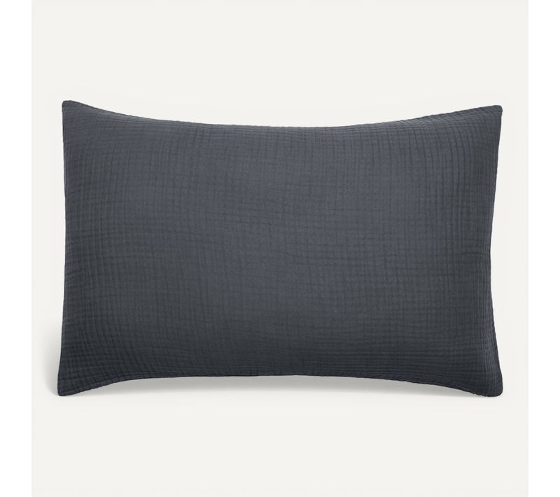 Housse De Coussin 40x60 Cm Coton Collection Paros Noir Caviar