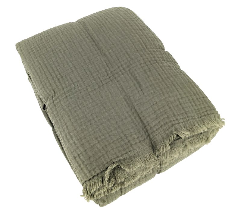 Couvre-lit 150x200 Cm Coton Collection Paros Vert Mousse