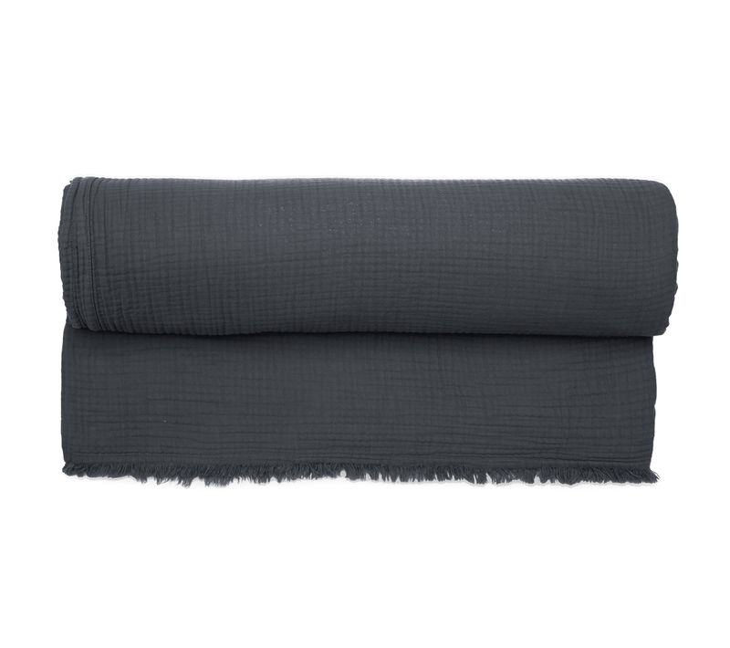 Couvre-lit 150x200 Cm Coton Collection Paros Noir Caviar