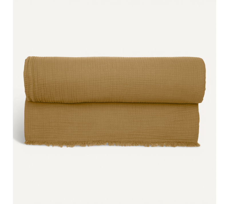 Couvre-lit 150x200 Cm Coton Collection Paros Marron Houblon