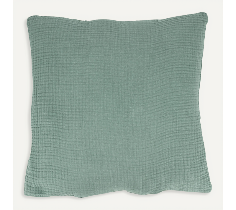 Coussin 40x40 Cm Double Gaze De Coton Et Sherpa Gaze et Sherpa Vert Amande
