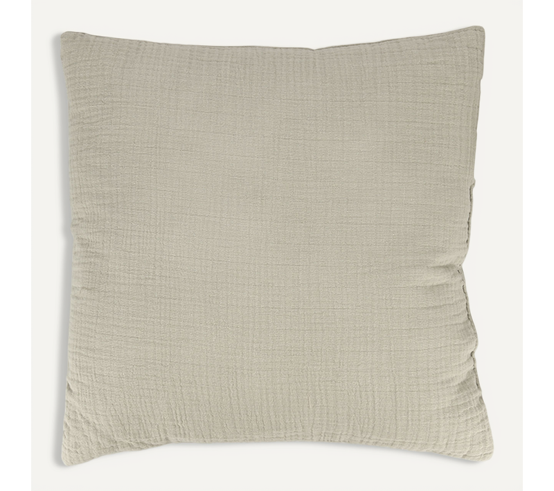 Coussin 40x40 Cm Double Gaze De Coton Et Sherpa Gaze et Sherpa Beige Galet