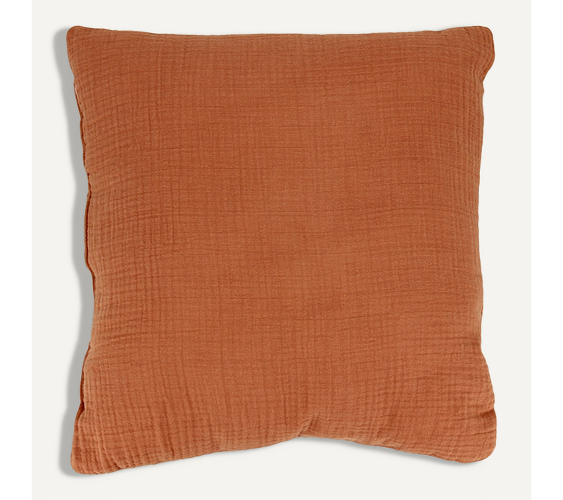 Coussin 40x40 Cm Double Gaze De Coton Et Sherpa Gaze et Sherpa Marron Caramel