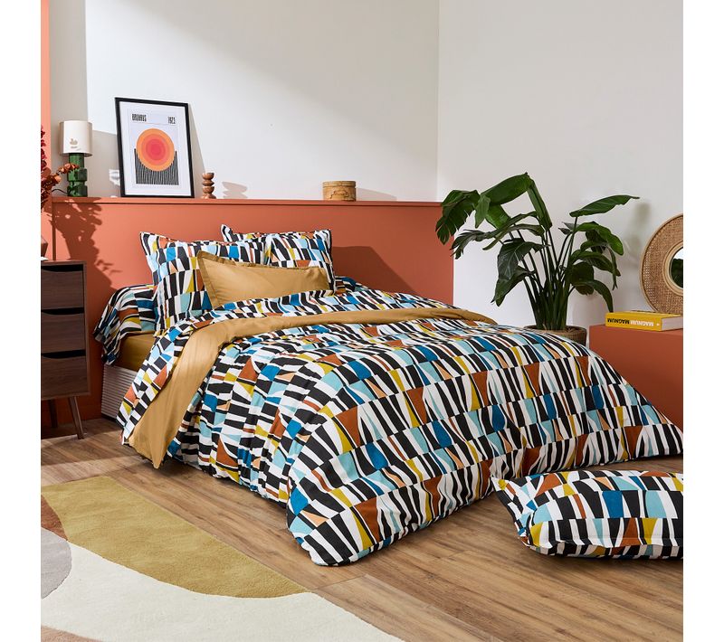 Parure De Lit 280x240 Cm 65x65 Cm Pur Coton Pietro Multicolore 3 Pièces