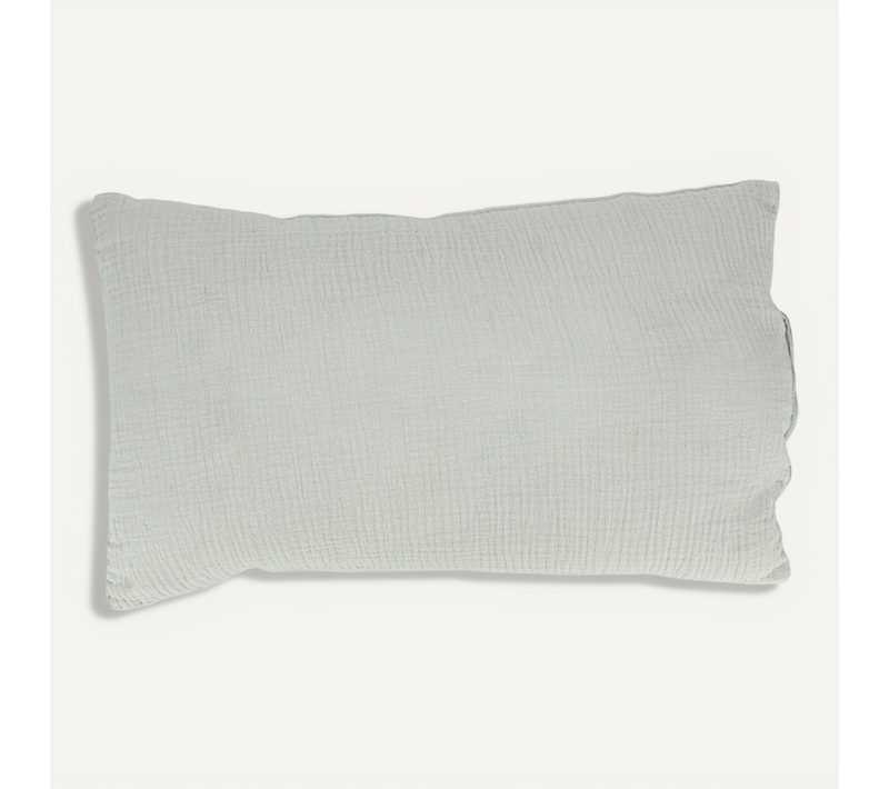 Coussin 30x50 Cm Double Gaze De Coton Gaze et Sherpa Gris