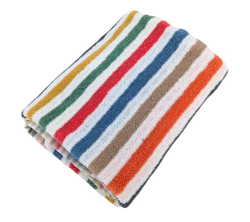 Serviette De Toilette 50x100 Cm Pur Coton Collection Risalto Rayures Multicolore