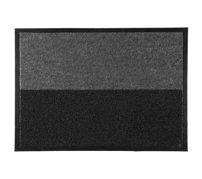 Paillasson 50x70 Cm Collection Nox 2en1 Antidérapant Et Brossant Noir Et Gris