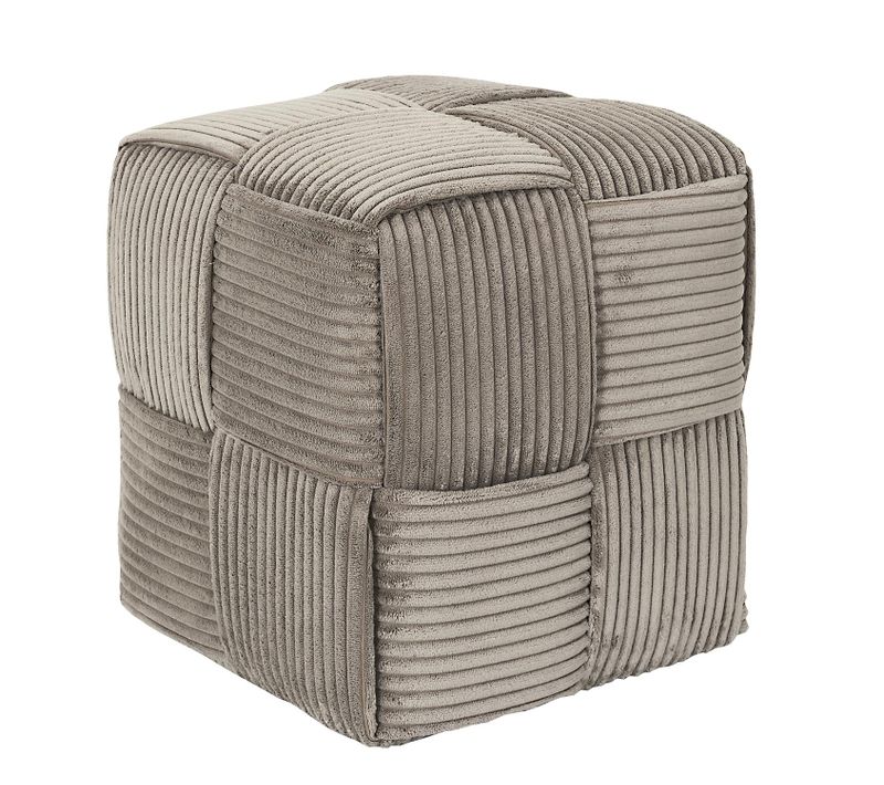 Pouf Côtelé Rectangulaire 36x38x36 Cm Collection Moana Gris Taupe