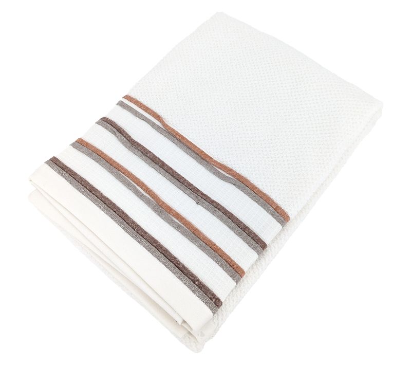 Drap De Douche 70x140 Cm Pur Coton Collection Serata Blanc Jaune