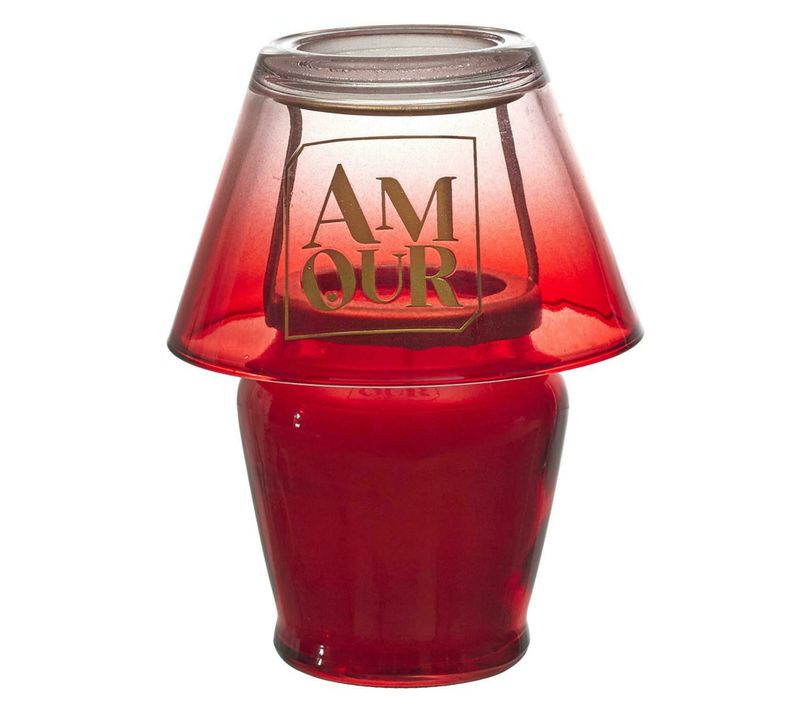 Bougie Parfumée Forme De Lampe Collection Amour Cire De Paraffine Senteur Rêve Poudré Rouge