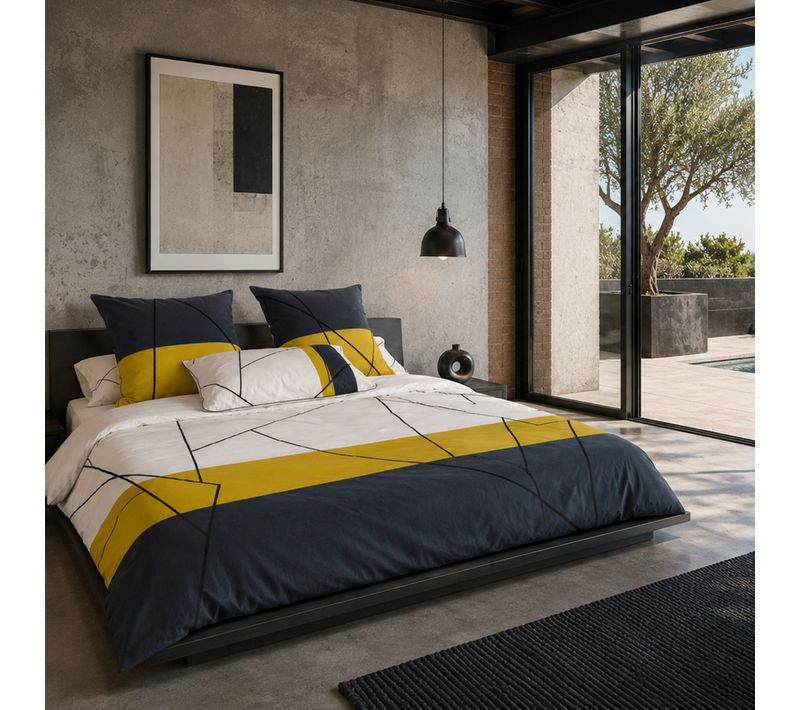 Parure De Lit 280x240 Cm 65x65 Cm Satin De Coton Metropolis Blanc