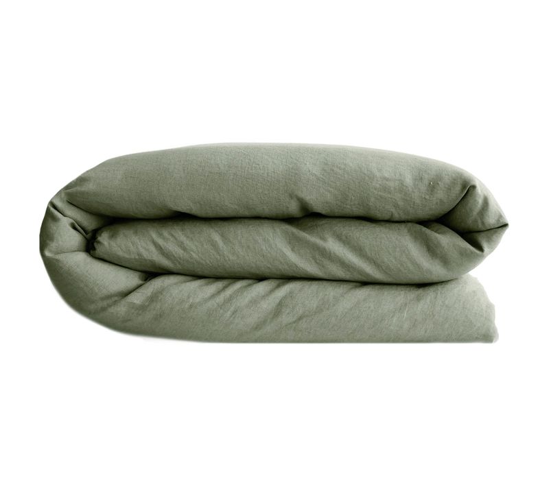 Housse De Couette Palace Pur Coton Lavé 280x240 Cm Uni Vert Sauge