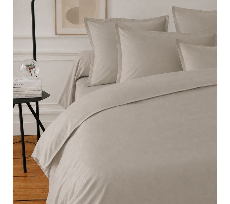Parure De Lit 2 Pièces Coton Uni 57 Fils Alto 140x200 Taie 50x70 Marron Chamois