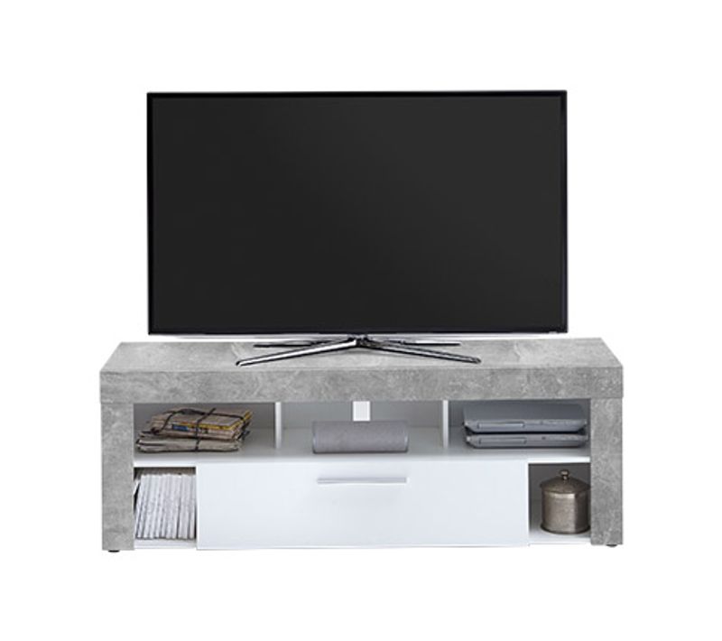 Meuble TV 1 Tiroir Design "biotin" 150cm Gris