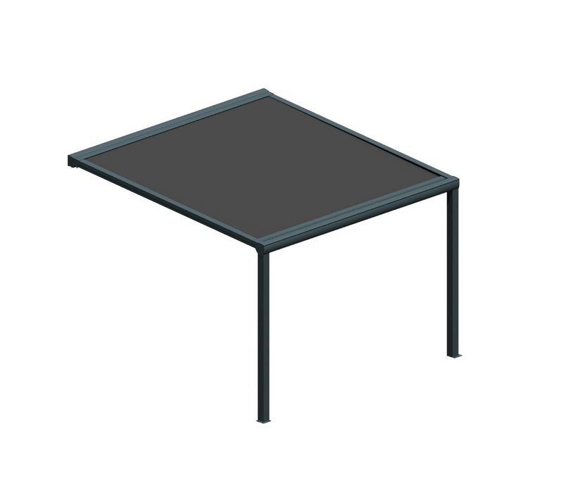 Pergola Toile Sunlight Gris - 3,50x3,50m (télécommande Secours + Kit LED 1 Coté - Gris)