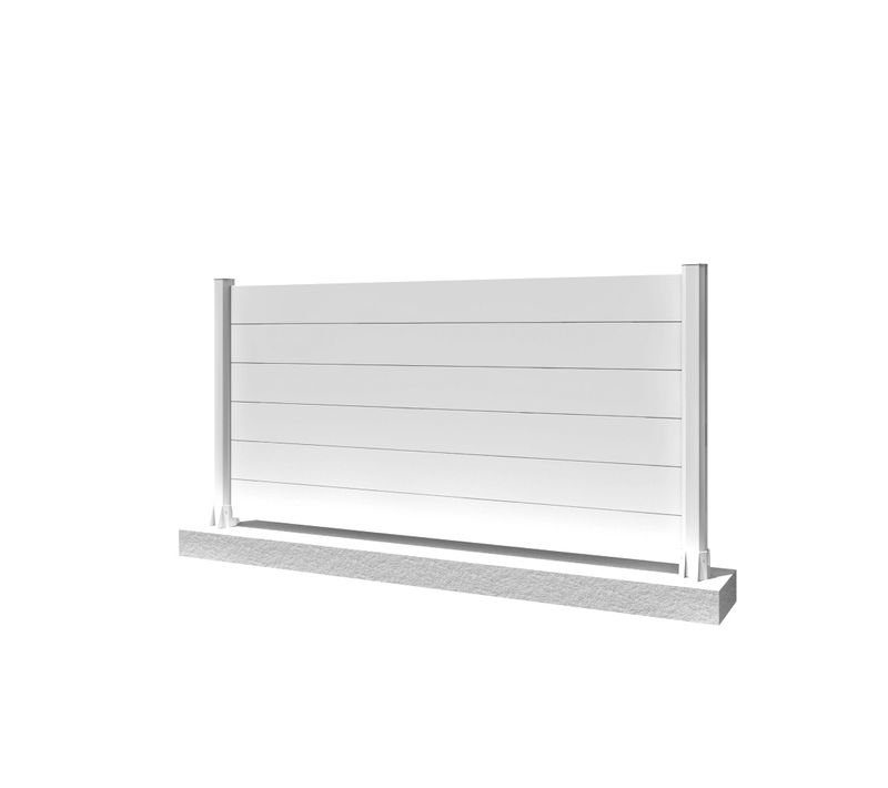 Clôture Panneau Plein Blanc L 1911 X H 965 Mm 6 Lames