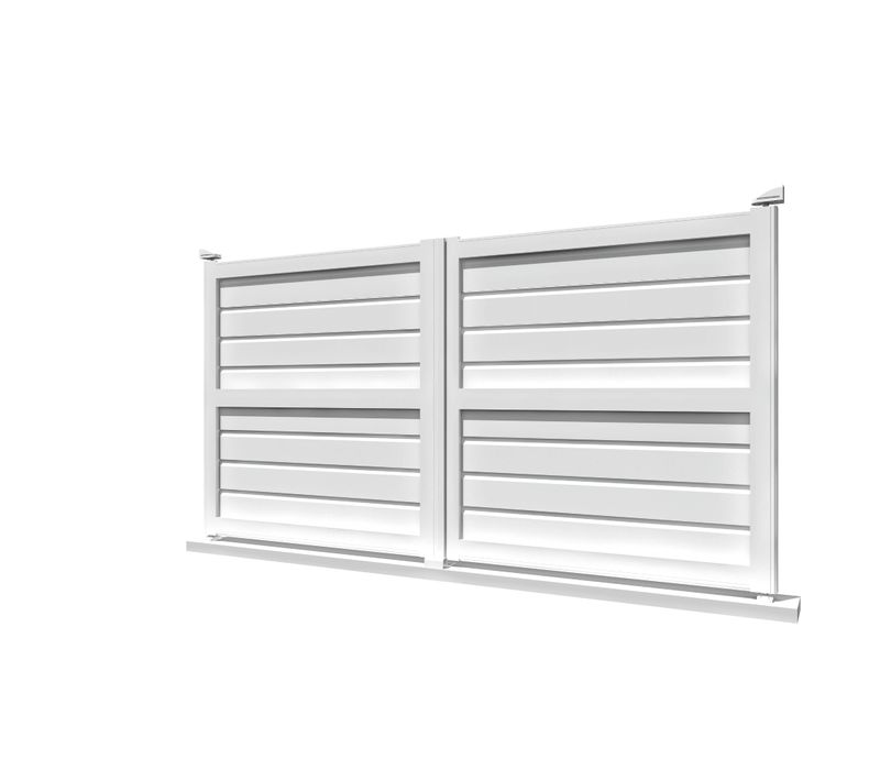 Portail Battant Brise Vue Blanc L 3500 X H 1880 Mm Motorisé