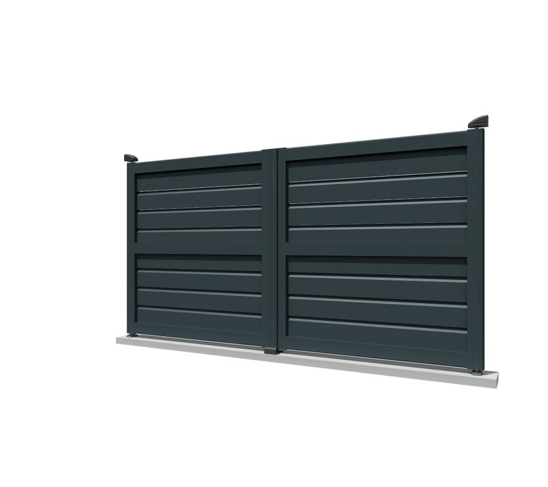 Portail Battant Brise Vue Gris Anthracite L 3000 X H 1580 Mm Motorisé