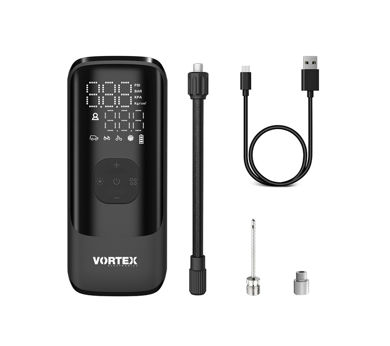 Vortex- Air Saver - Compresseur D'air Portatif - Powerbank Intégrée - Lampe Torche LED - 150 Psi