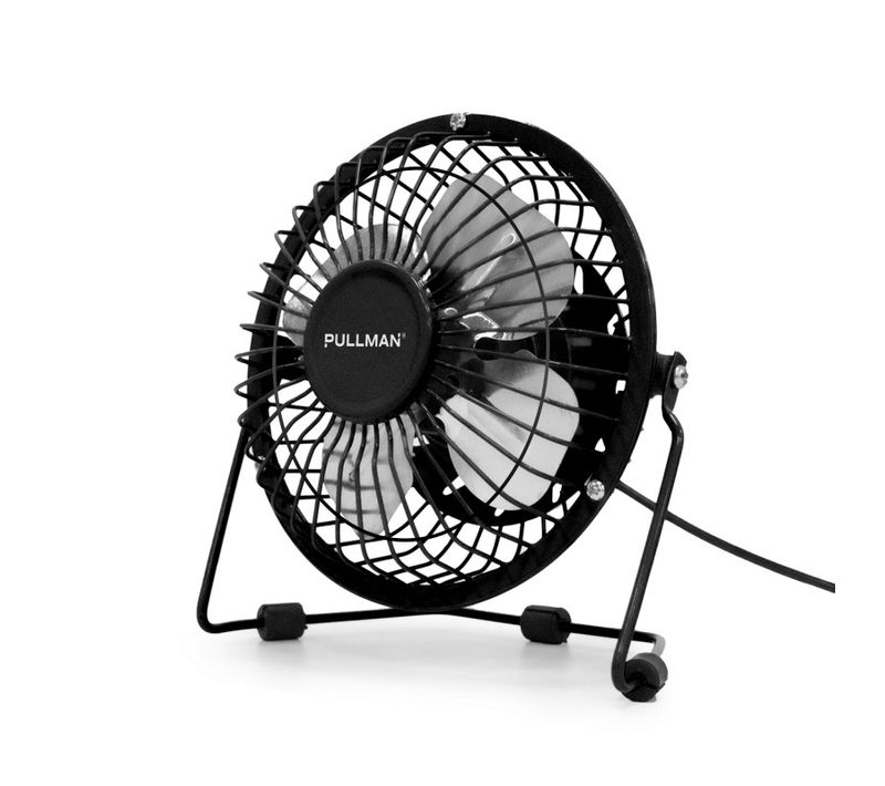 Pullman - Mini Ventilateur De Bureau USB - Portable, Léger, Orientable - En Métal Noir