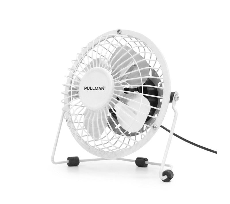 Pullman - Mini Ventilateur De Bureau USB - Portable, Léger, Orientable - En Métal Blanc