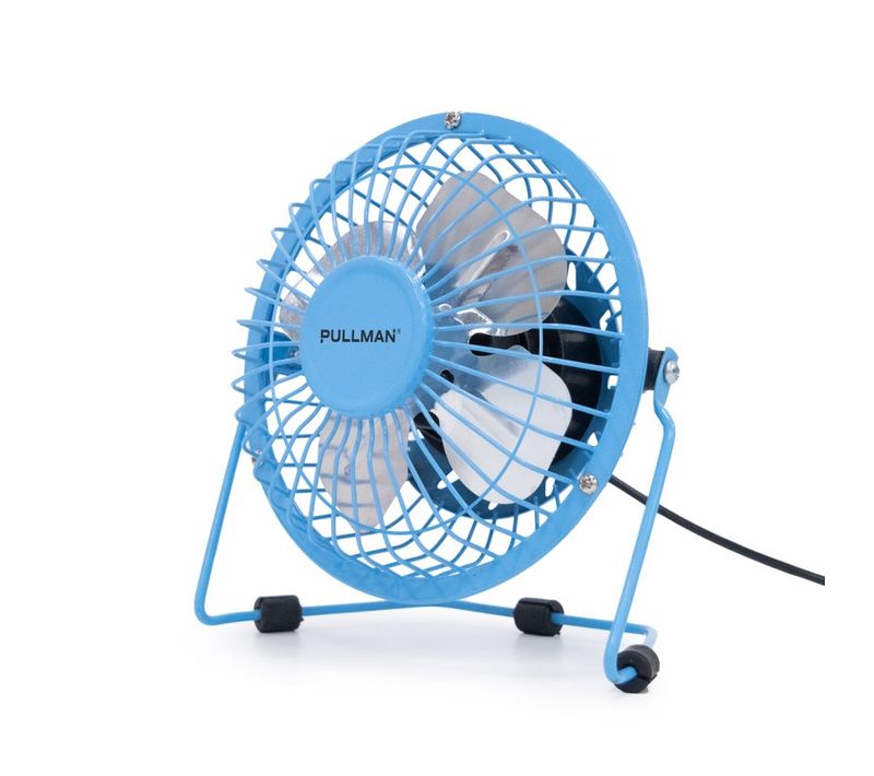 Pullman - Mini Ventilateur De Bureau USB - Portable, Léger, Orientable - En Métal Bleu