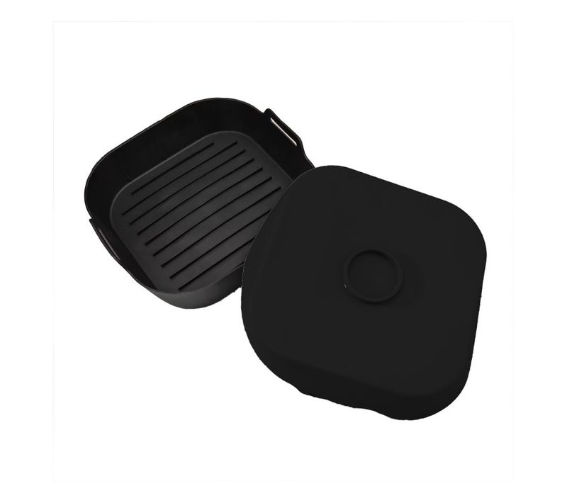 Lot De 2 Paniers Silicone Cuisson Air Fryer Silipot Square Black Kitchencook