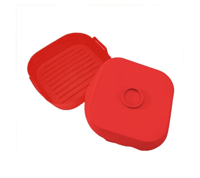 Lot De 2 Paniers Silicone Cuisson Air Fryer Silipot Square Red Kitchencook