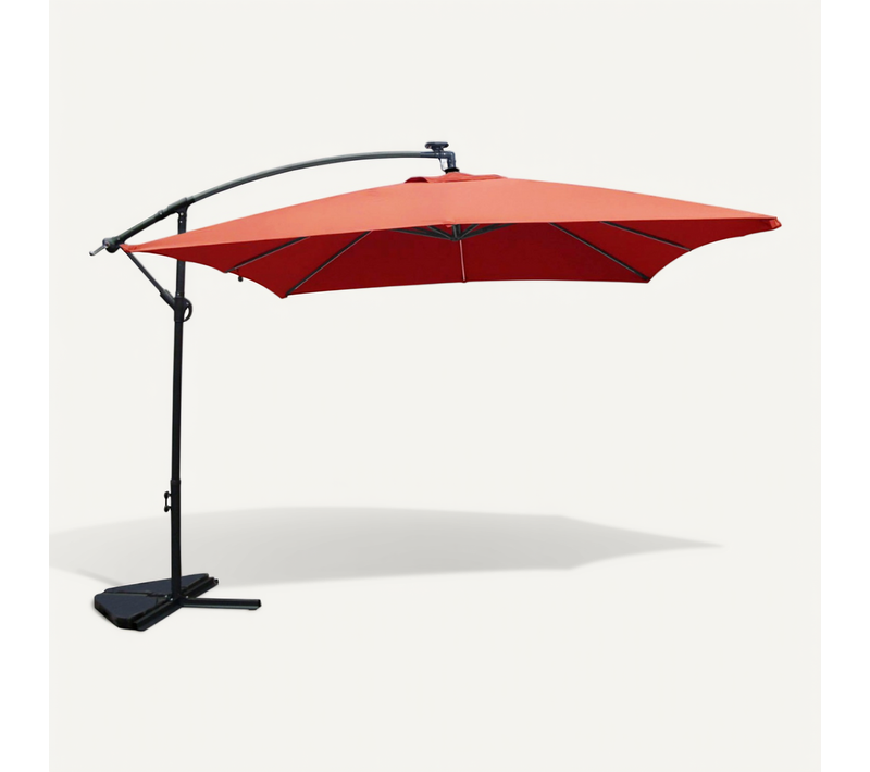 Solenzara - Parasol LED Carré Déporté 3x3 Terracotta En Aluminium