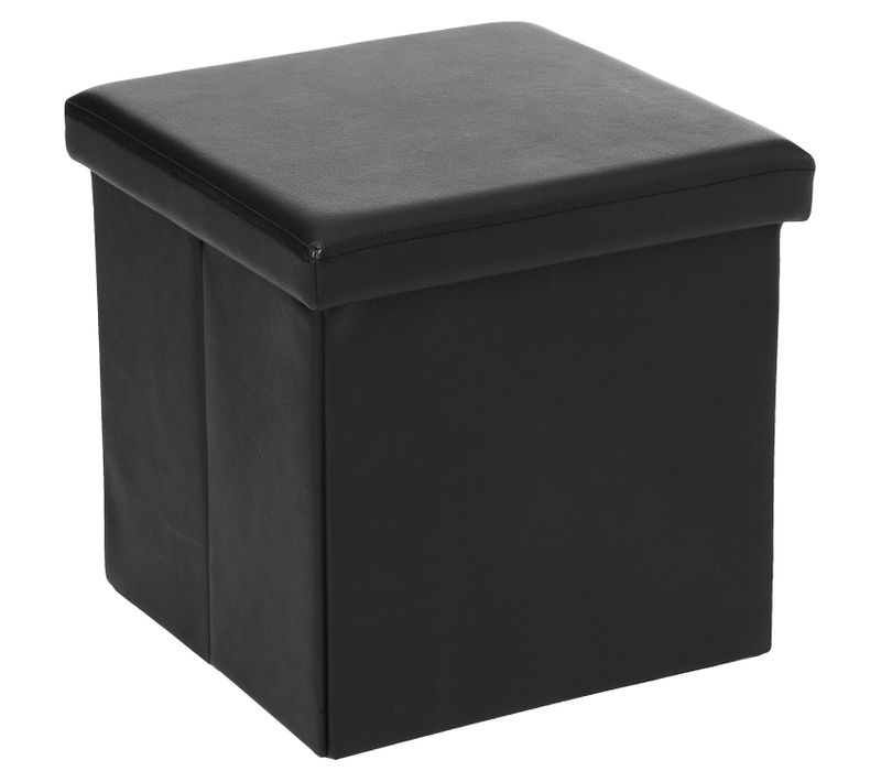 Pouf Carré Pliant - Pvc - Noir