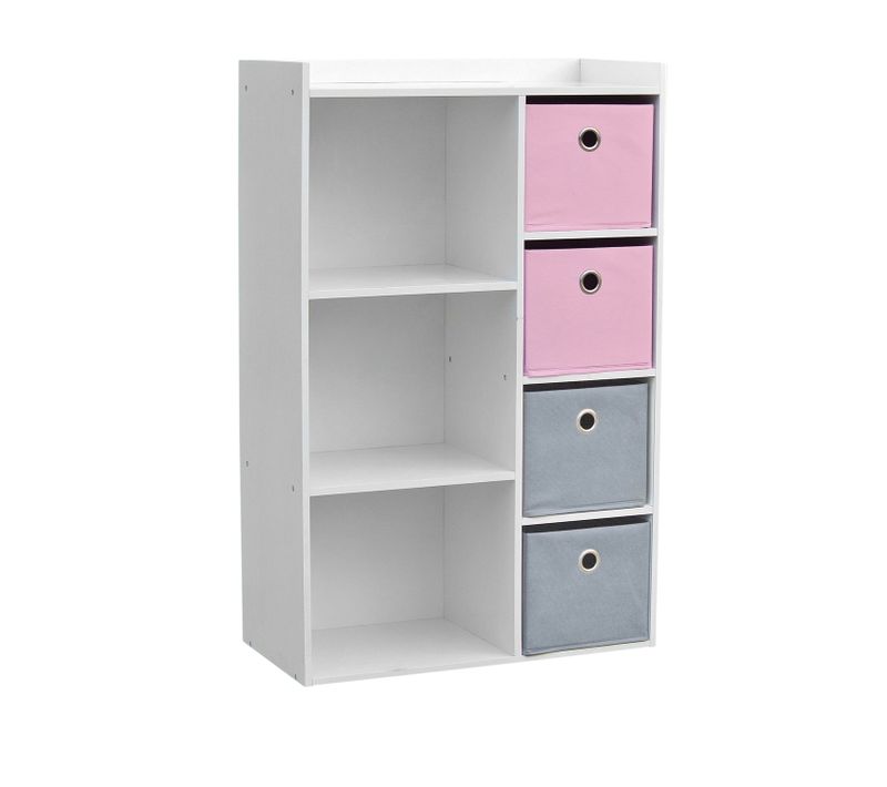 Meuble De Rangement Enfant 3 Niches Girl - 62 X H. 96 Cm - Rose