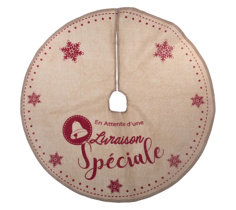 Tapis Pour Sapin De Noël - Diam. 90 Cm - Marron Et Rouge