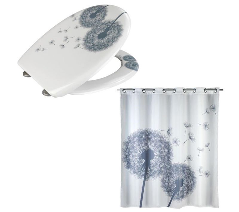 Accessoires De Salle De Bain - Abattant Wc Et Rideau De Douche Astera - Blanc