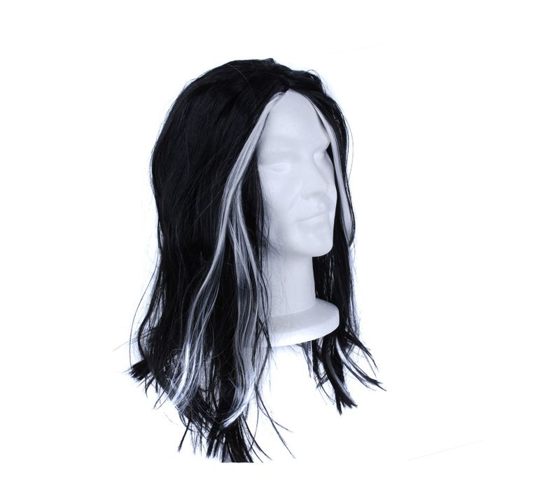 Déguisement D'halloween - Perruque Femme Sorcière - Noir Et Blanc