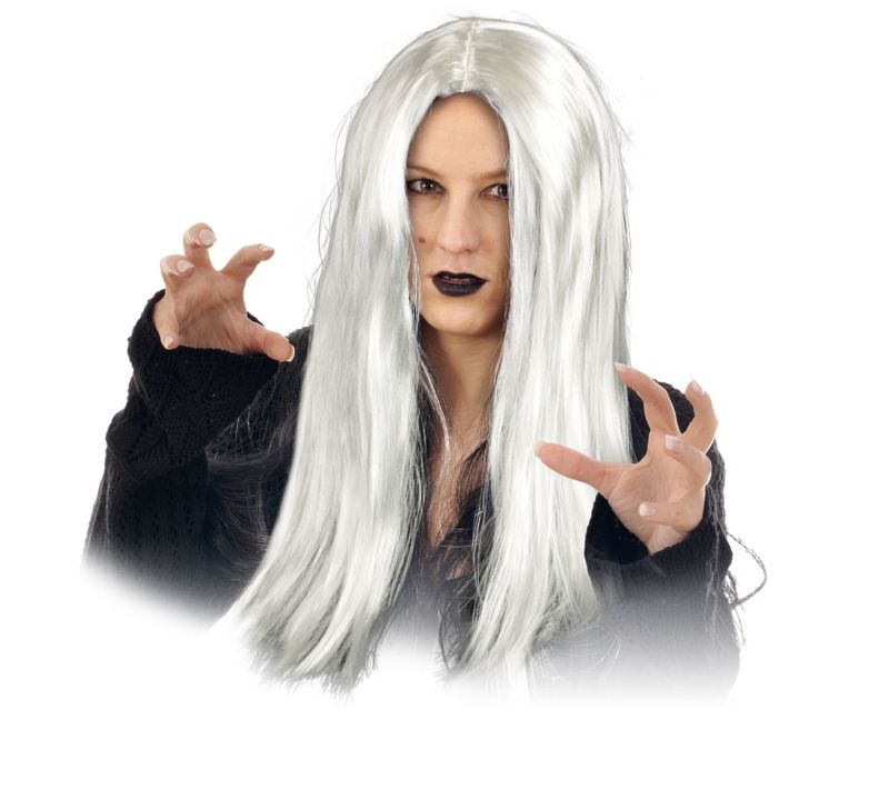 Déguisement D'halloween - Perruque Femme Sorcière - Gris