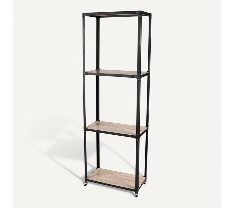 Bibliothèque Industrielle 4 Etagères Factory - 30 X H. 180 Cm - Marron Naturel