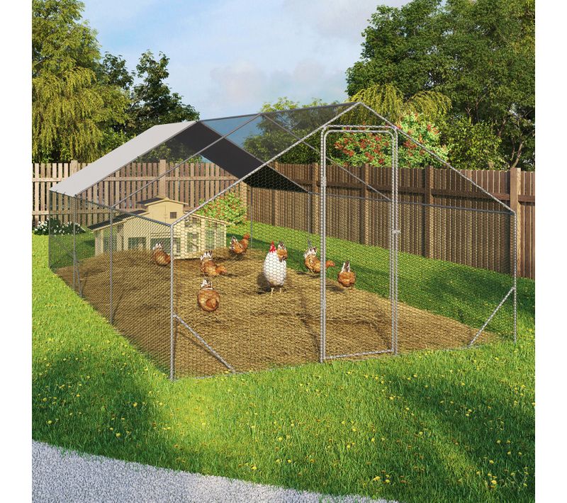 Enclos Poulailler 18 M² Parc Grillagé 6x3 M Acier Galvanisé