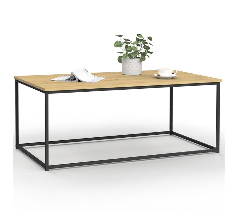 Table Basse Rectangulaire Detroit 113 Cm Design Industriel Bois Et Métal