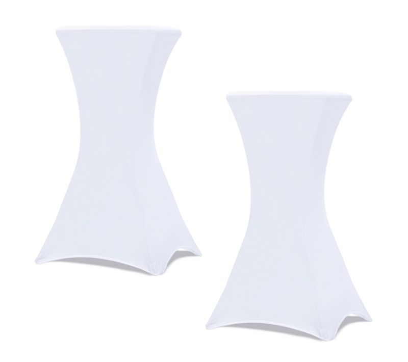 Lot De 2 Housses Blanches Pour Table Haute Pliante 105 Cm